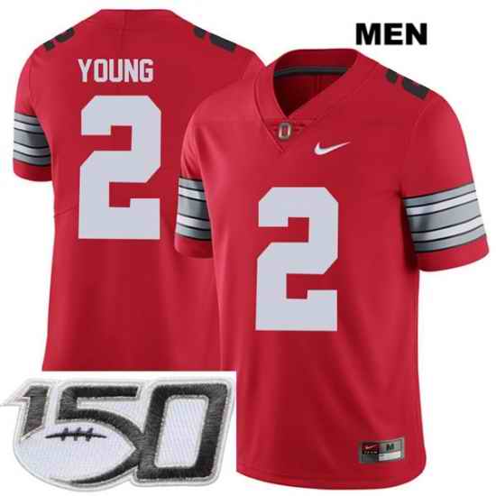 Chase Young 2018 Spring Game no. 2 Stitched Red Nike Ohio State Buckeyes Authentic Mens College Football Stitched 150th Anniversary Patch Jersey